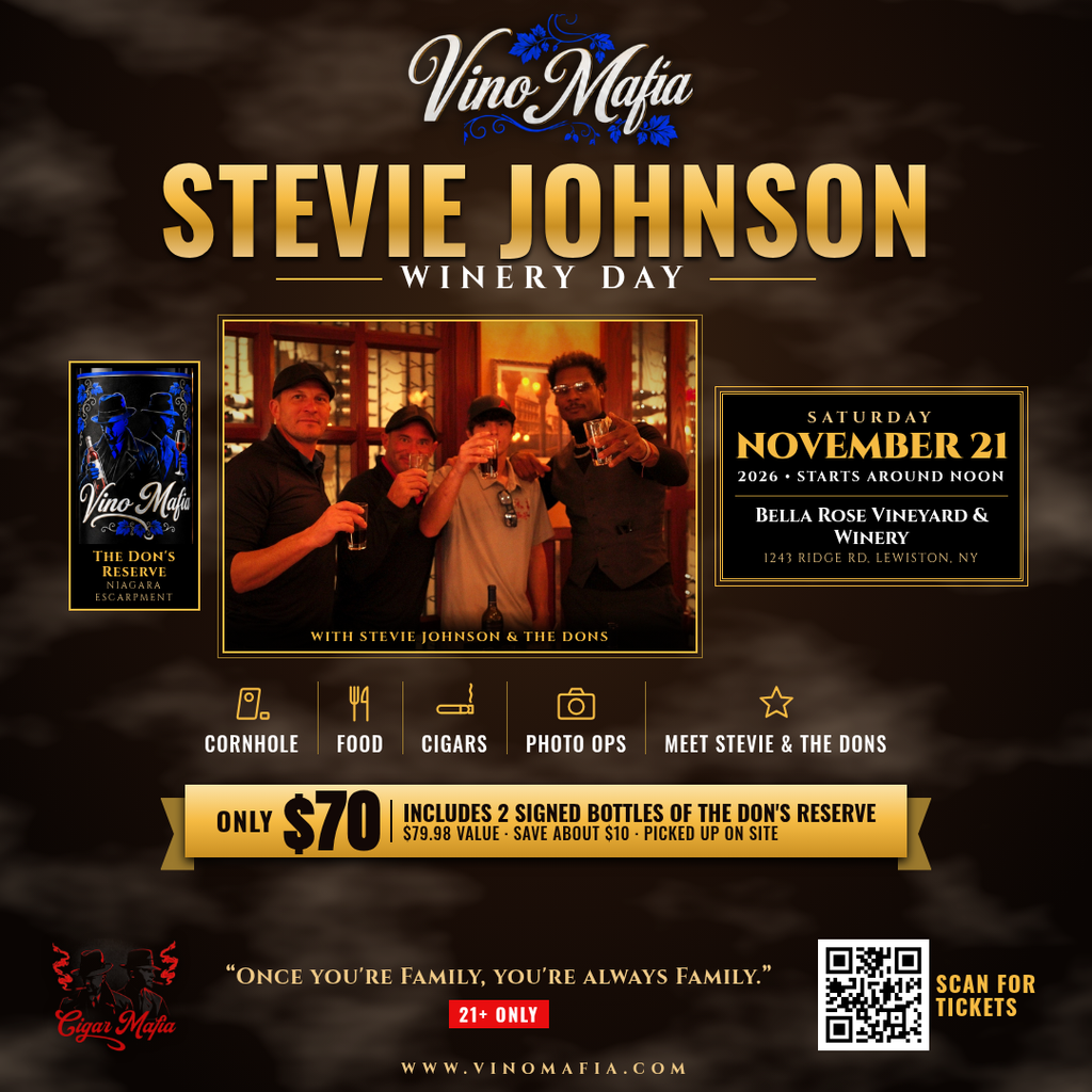 Winery Day with Stevie Johnson & the Dons, Sat Nov 21 2026, Noon until 3 PM, Bella Rose Vineyard & Winery, Lewiston NY. Buy two bottles of The Don's Reserve, get a free ticket